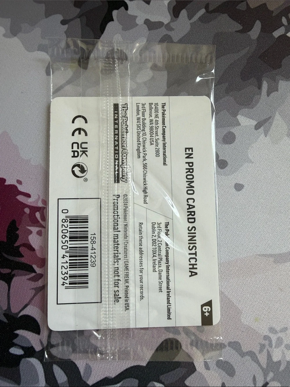 Sealed Pokémon Twilight Masquerade Sinistcha 022/167 Best Buy Promo Mint ✨5/$25✨
